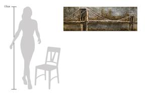 Tableau en bois Le Pont d'Or Marron - Gris - En partie en bois massif - 150 x 50 x 7 cm