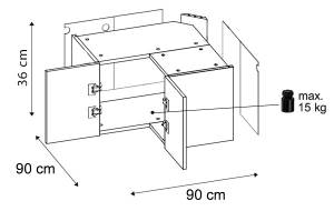 Eck-Aufsatzschrank ESSEN W14/90/36 Hochglanz Grau - Weiß