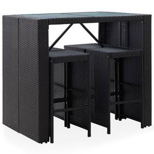 Bistro-Set-k364 ( 5-tlg ) Schwarz - Massivholz - Höhe: 1 cm