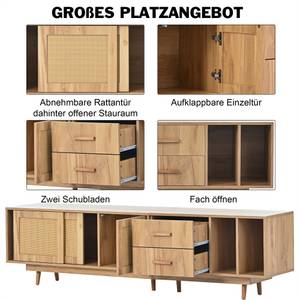 Rattan-TV-Ständer Bohème-Stil Ⅰ Braun - Holzwerkstoff - Holz teilmassiv - 40 x 52 x 190 cm