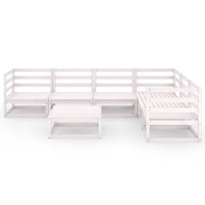 Garten-Lounge-Set (7-teilig) 3009820-1 Weiß - Massivholz - Holzart/Dekor - 70 x 30 x 70 cm