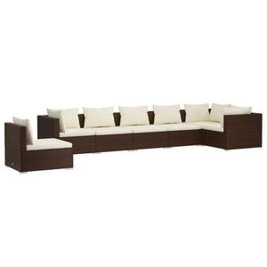 Salon de jardin (lot de 7) 3013636-6 Marron - Blanc - Métal - Polyrotin - 70 x 60 x 70 cm