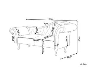 Chaiselongue LATTES Schwarz - Weiß - Armlehne davorstehend links - Ecke davorstehend rechts