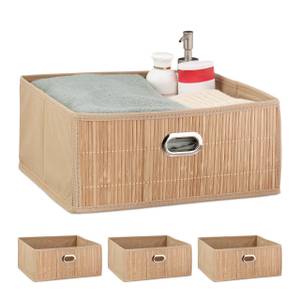 4x paniers de rangement en bambou plats Beige - Marron clair