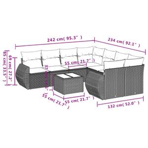 Gartensitzgruppe K6985(9-tlg) Schwarz - Massivholz - 69 x 62 x 62 cm