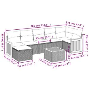 Gartensitzgruppe K6106(8-tlg) Schwarz - Massivholz - 69 x 62 x 62 cm