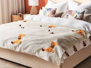 Couverture KHANDWA Beige - Orange - Blanc - Fibres naturelles - 130 x 1 x 180 cm