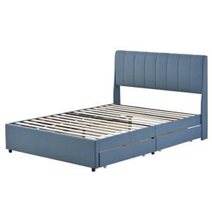 Lit double M292 Bleu - Bois manufacturé - 146 x 109 x 215 cm