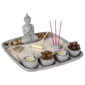 Pay pour bougies et encens GARD ZEN Gris - Céramique - 24 x 13 x 24 cm