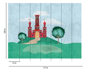 Kinder Fototapete Schloss Grün Blau Rot Blau - Grün - Rot - Weiß - Breite: 371 cm