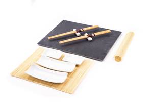 Sushiset 11er Set Schwarz - Keramik - 31 x 25 x 4 cm