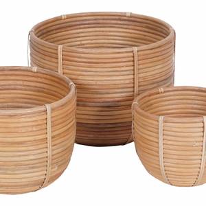 Korb Rattan Cinta 3-er Set Beige - Rattan - 37 x 28 x 37 cm