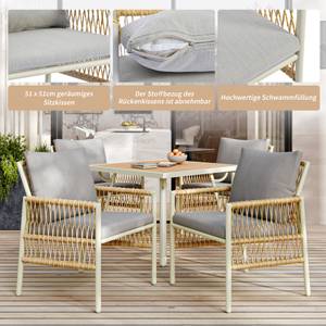 Gartenlounge-Set 5tlg Phanes Ⅱ Beige - Metall - Polyrattan - Textil