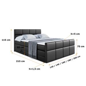 Boxspringbett ARDENI-Z KING Hochglanz Schwarz - Breite: 120 cm