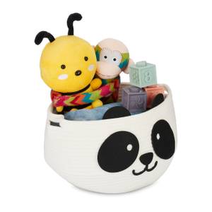 Corbeille de rangement enfants Panda Noir - Blanc - Textile - 35 x 25 x 35 cm