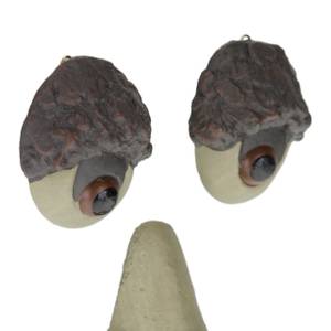Baumgesicht mit rausgestreckter Zunge Beige - Braun - Grau - Kunststoff - Stein - 13 x 9 x 2 cm
