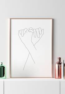 Händchenhalten Linienkunst Poster 30 x 21 x 30 cm