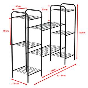 Pflanzregal Alkmaar Schwarz - Metall - 132 x 100 x 32 cm
