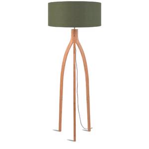 Tripod Stehlampe ANNAPURNA Braun - Grün - Holzwerkstoff - Kunststoff - Textil - 30 x 160 x 30 cm