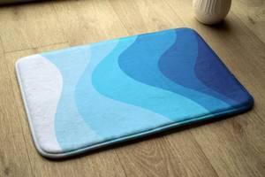 Badteppich Wasser Abstrakt Blau - Textil - 90 x 60 x 90 cm