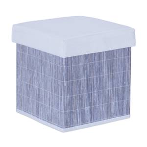 Tabouret de rangement en bambou Gris - Blanc - Bambou - Bois manufacturé - Textile - 35 x 35 x 35 cm