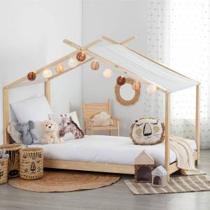 Kinderzeltbett ILAN Beige - Kunststoff - 97 x 144 x 195 cm