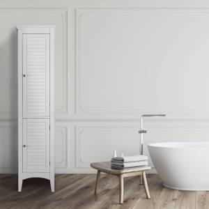 Armoire de rangement salle de bain Blanc - Bois manufacturé - Bois massif - 33 x 160 x 39 cm