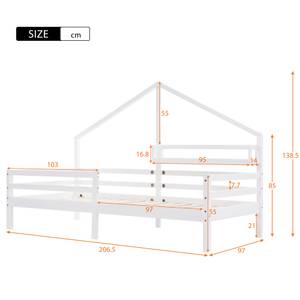 Hausbett Levi Weiß - Massivholz - 97 x 138 x 206 cm