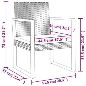 Garten-Lounge-Set (3-teilig) 319198 Schwarz - Metall - Polyrattan - 51 x 73 x 57 cm