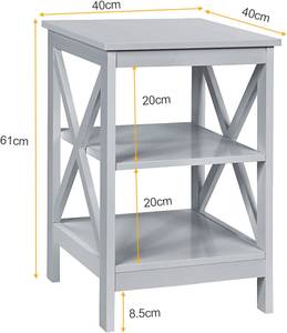 Nachttisch 3 Ebenen Grau - Holzwerkstoff - 40 x 61 x 40 cm