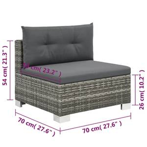 Garten-Lounge-Set (10-teilig) 44426 Grau - Kunststoff - Polyrattan - 66 x 70 x 108 cm