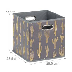 2 x Quadratische Faltbox mit Kaktusmotiv Gold - Grau - Metall - Papier - Textil - 29 x 29 x 29 cm