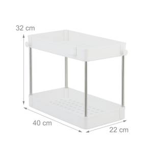 Lot de 2 rangements sous évier Argenté - Blanc - Métal - Matière plastique - 40 x 32 x 22 cm