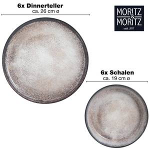 VIDA Keramik Dinner Geschirr-Set 12tlg Beige - Ton - Porzellan