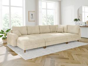 Wohnlandschaft und Hocker Sindre Beige