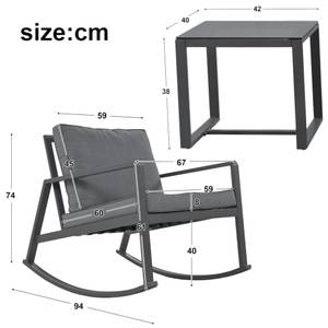 Gartenmöbel-Set MetalGlass Ⅱ Grau - Glas - Metall - Kunststoff - 94 x 74 x 67 cm