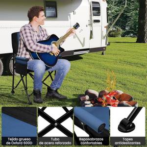 Campingstuhl Juri(2er Set) Schwarz - Blau - Metall - Textil - 62 x 93 x 61 cm