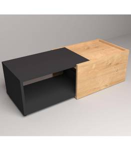 Table Basse Extensible L74 - 125cm Slide Noir - Imitation chêne