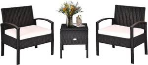 Gartenmöbel-Set Polyrattan (3er Set) Schwarz - Rattan