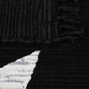 Flickenteppich mit Sternmotiv Schwarz - Weiß - Textil - 140 x 1 x 70 cm