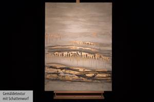 Acrylbild handgemalt Schätze des Seins Beige - Gold - Massivholz - Textil - 75 x 100 x 4 cm