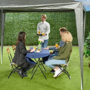 Pavillon anthracite 3x3 m Gris - Blanc - Métal - Matière plastique - 300 x 250 x 300 cm