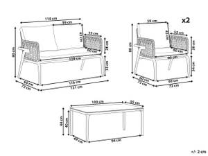 Lounge Set SCIACCA Schwarz - Grau - Rot - Metall - 131 x 80 x 72 cm