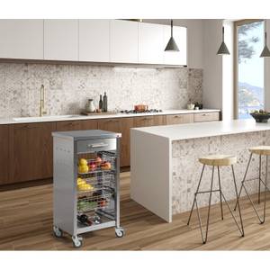 Küchenwagen auf Rollen, Arbeitsplatte au Grau - Metall - 48 x 93 x 34 cm