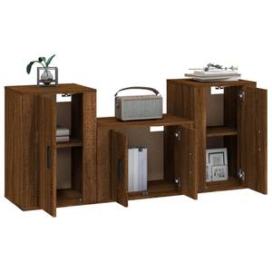 TV-Schrank 3er Set D485 Eiche Schwarzbraun Dekor