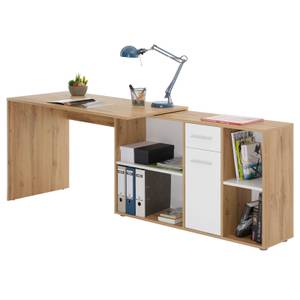 Bureau chêne sauvage/blanc CARMEN Marron - Blanc - Bois manufacturé - 120 x 75 x 122 cm