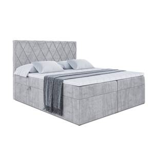 Boxspringbett LEPARO Hellgrau - Breite: 160 cm - H3