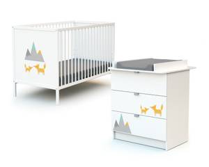 Babyzimmer Bett und Wickelkommode Multicolor - Weiß