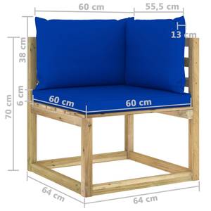 Ecksofa 3009699-1 Blau - Holzwerkstoff - Holzart/Dekor - 64 x 70 x 64 cm