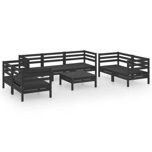 Salon de jardin Noir - Bois massif - Bois/Imitation - 64 x 29 x 64 cm